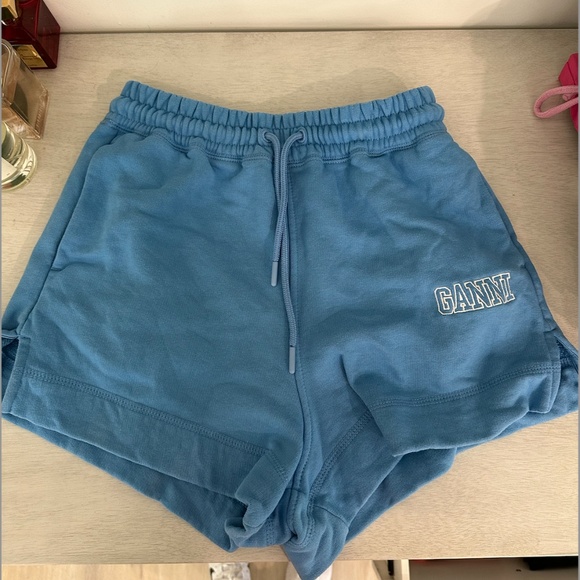 GANNI Relaxed Fit Mini Track Shorts with Embroidered Logo - Picture 4 of 6